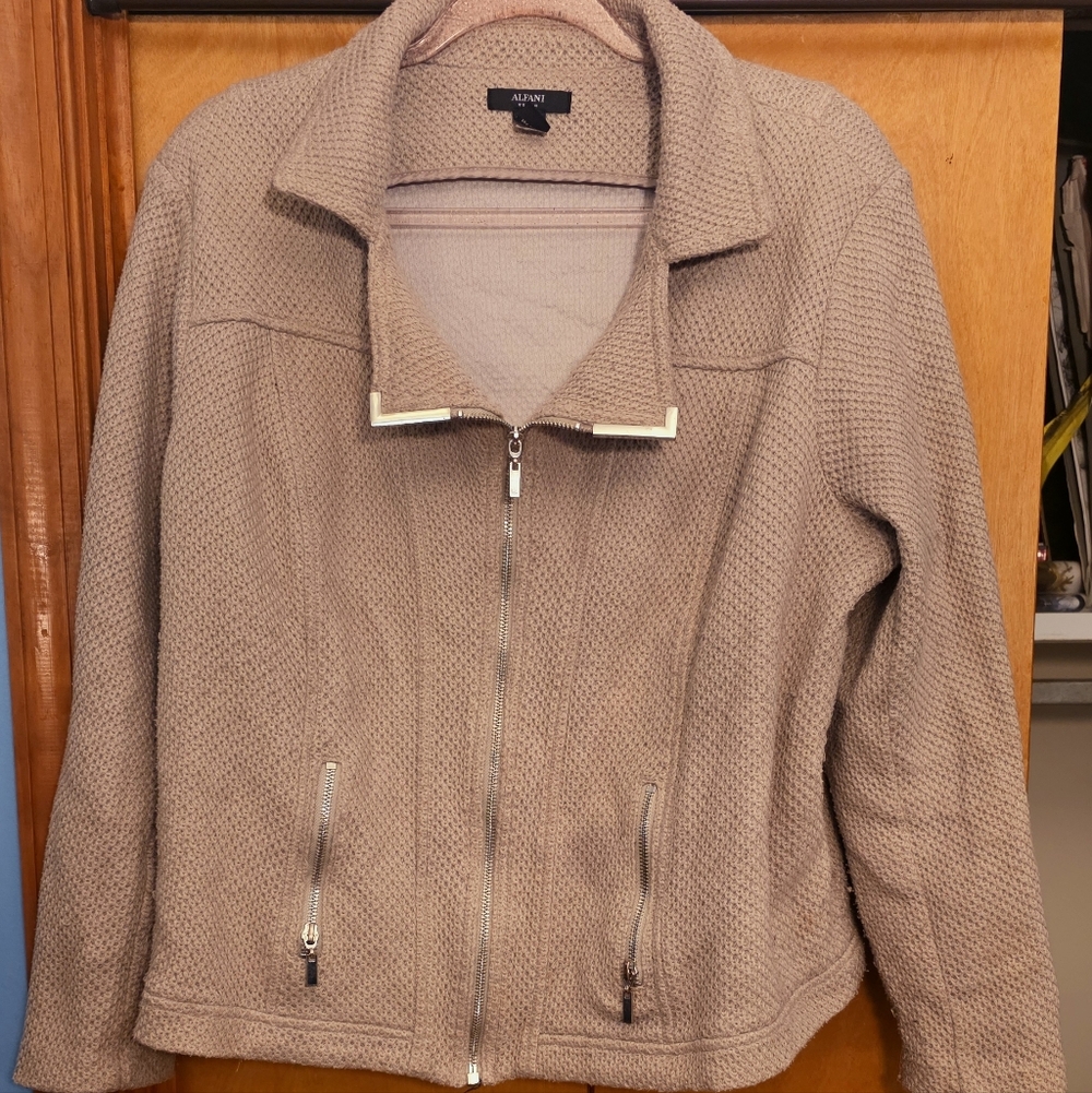 Alfani Textured Beige Utility Jacket